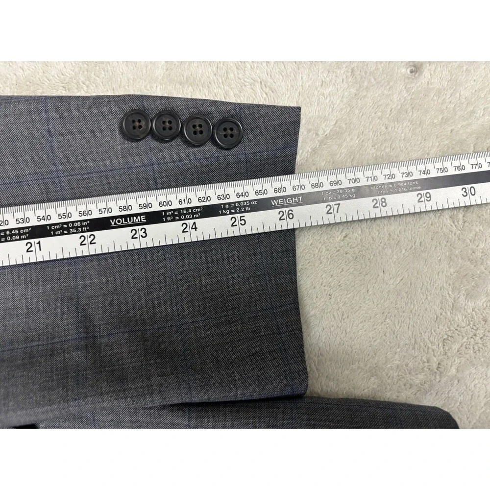 Lauren Ralph Lauren Men’s Blazer 46R Gray Wool Blend Window Pane 2 Button